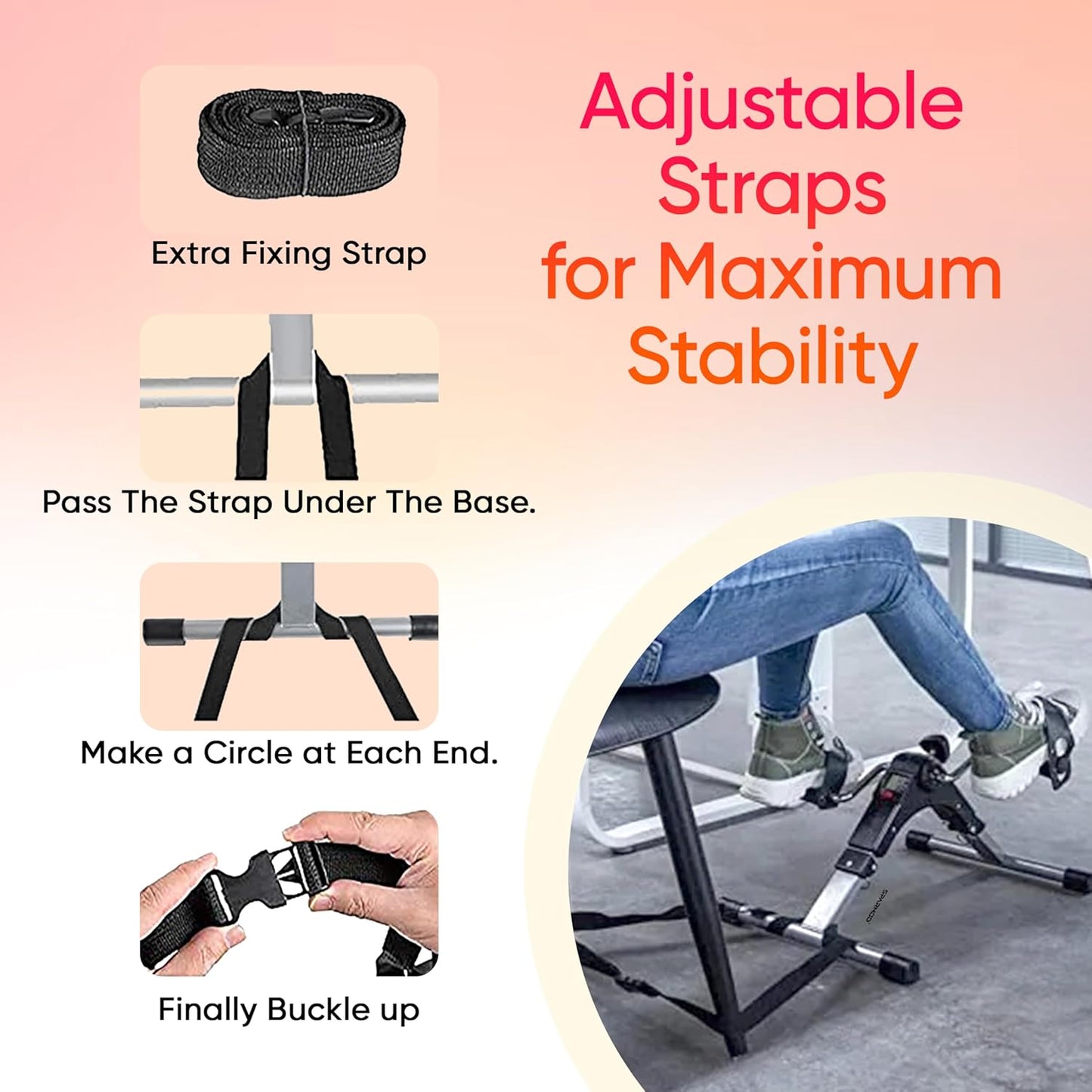 Mini Cycle Pedal Exerciser with Fixing Strap